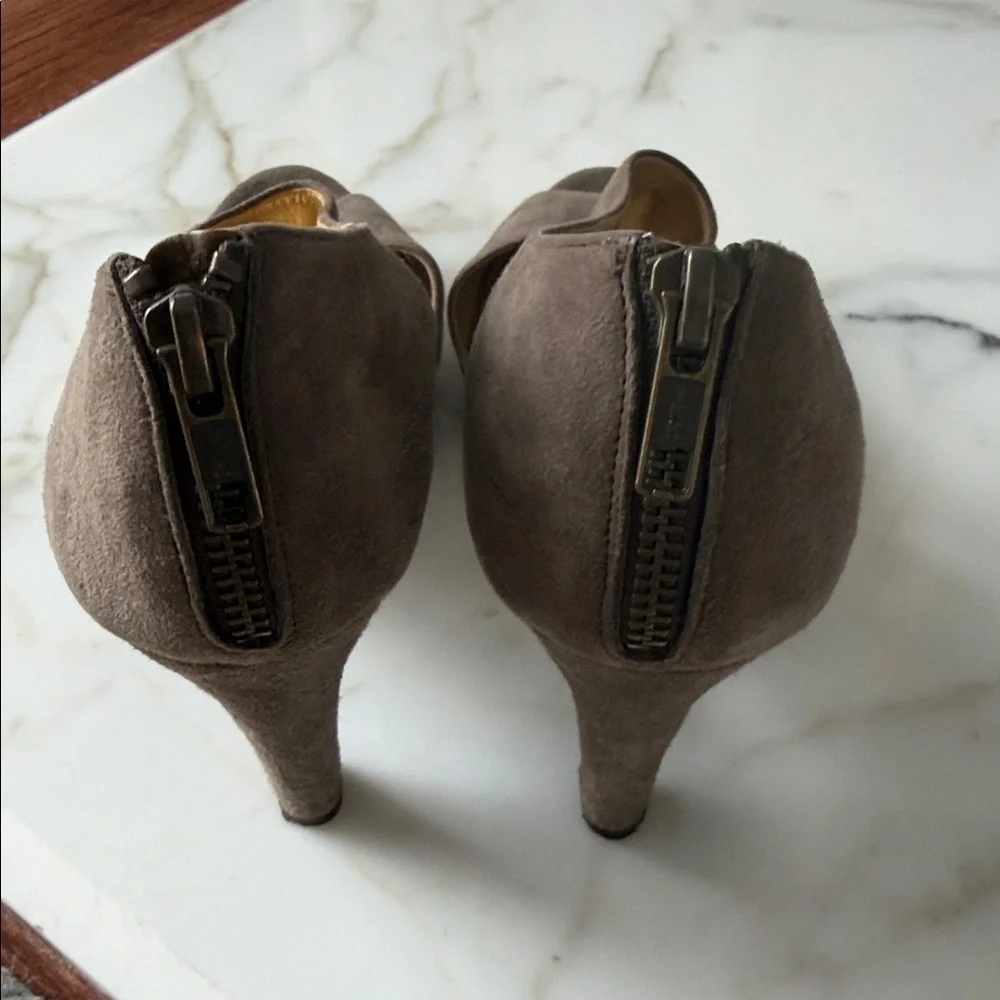 J. Crew Taupe Suede Open-Toe Heels - Picture 7 of 8